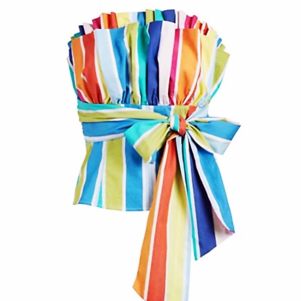 New York & Company Rainbow Strapless Cupcake Top size medium
